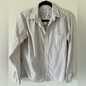 FRANK & EILEEN women M Barry Button Front Signature Tailored Shirt Gray Cotton